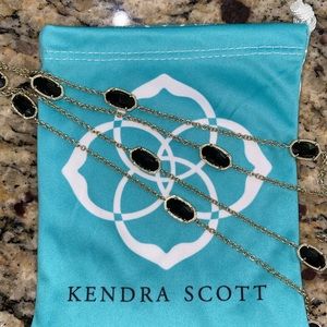 Black stone long necklace